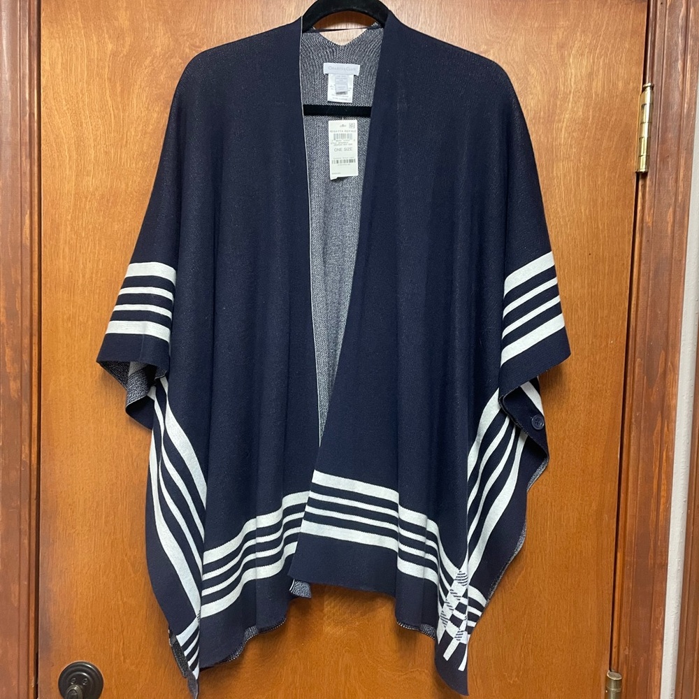 New with tag charter club luxury blue poncho one size